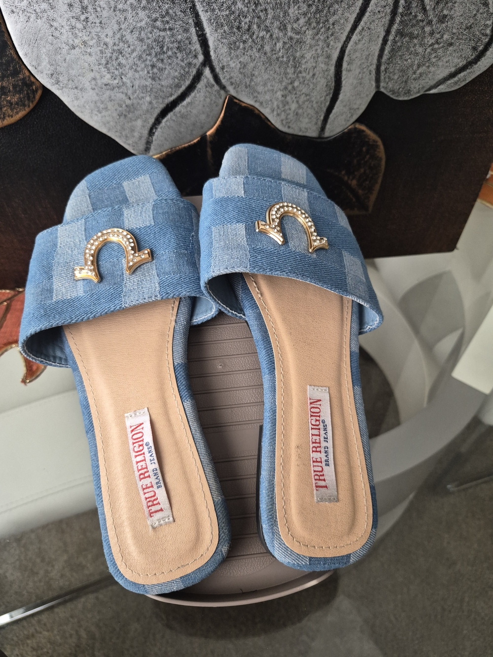True Religion Blue Denim Slip-On Women’s Sandals